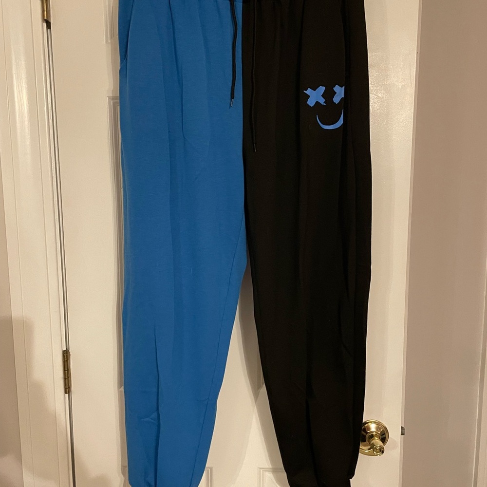 Mens Blue and Black Joggers